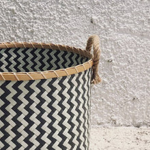Load image into Gallery viewer, Chevron Black and White Woven Basket

